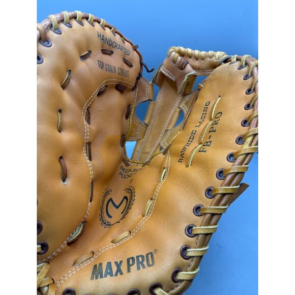Max Pro Professional Model FB-PRO Cowhide Baseball‎ Glove Rawhide Lacing - Picture 2 of 7